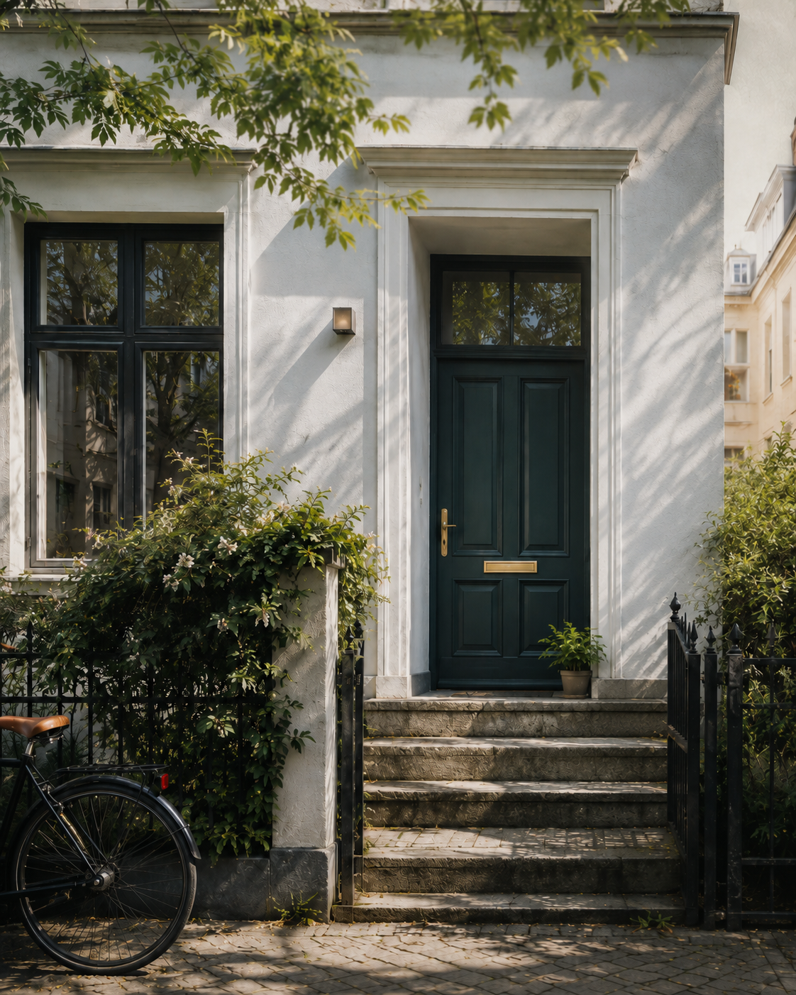 Helle Hauseingangssituation als Illustration zum Thema Immobilienbewertung