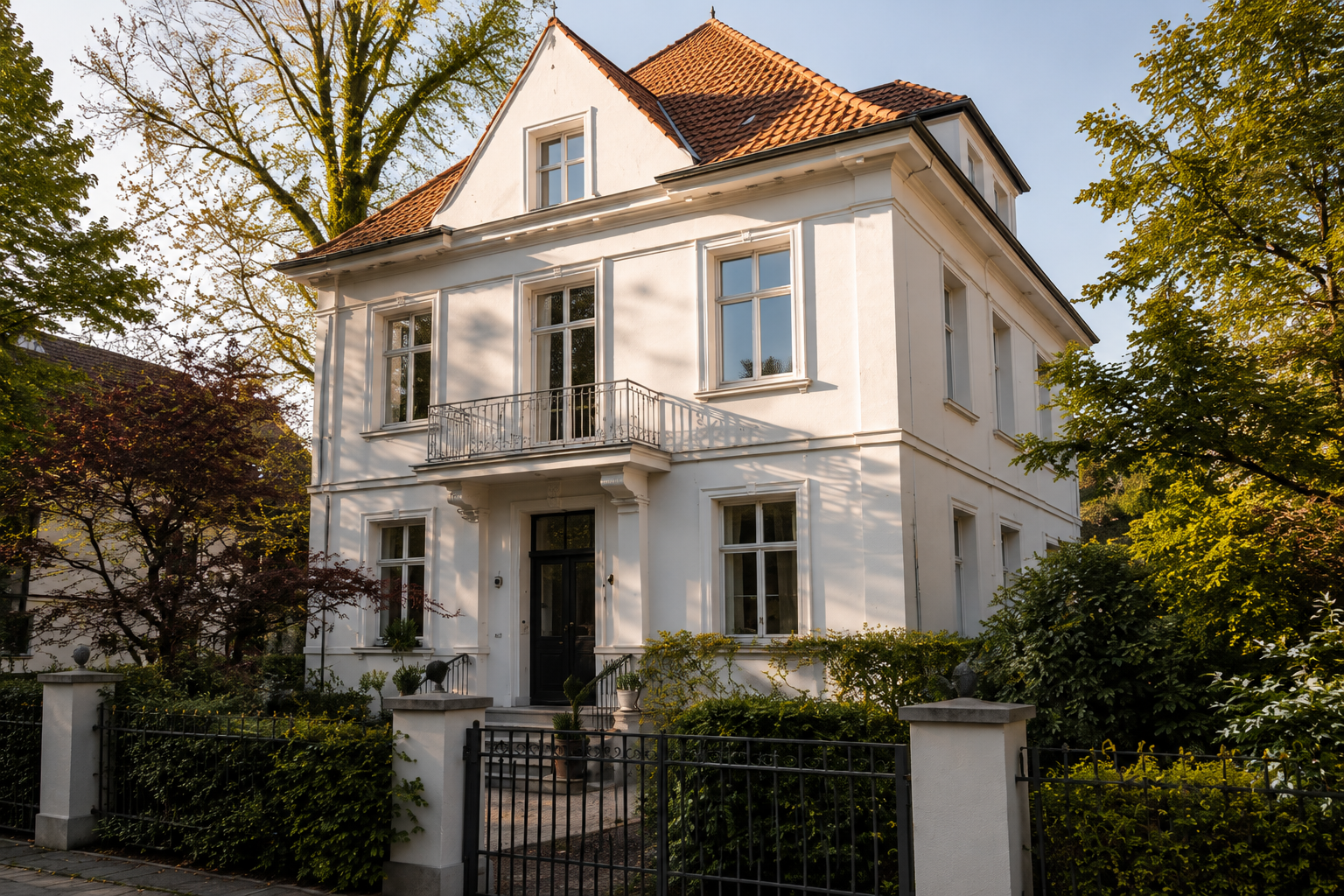 Kleines weißes Wohnhaus als Illustration regionaler Immobilienvermittlung